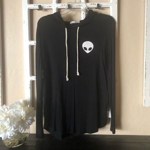 French Pastry soft alien hoodie, black